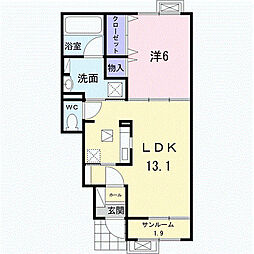 タカオカシュロス 1LDKの間取図画像