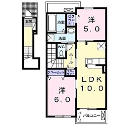 プランドール東佐野 2LDKの間取図画像