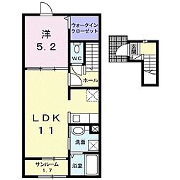 クリスタル輝 1LDKの間取図画像