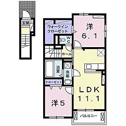 グラース 2LDKの間取図画像