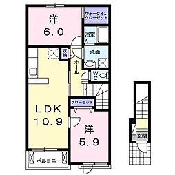 グラン・ベル1 2LDKの間取図画像