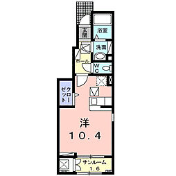 フラワーエンジェル2 1Kの間取図画像