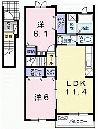 風琳館1 2LDKの間取図画像