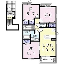 ベストガーデン 2階3LDKの間取り