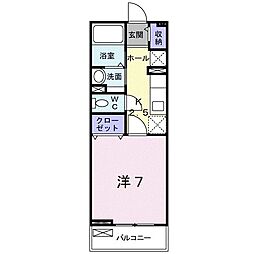 パレ・ボヌール福島 1Kの間取図画像