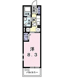 フライハイト 1Kの間取図画像