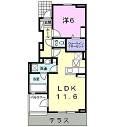 ル・ソレイユC 1LDKの間取図画像