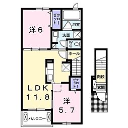ルイ　Ａ 2階2LDKの間取り