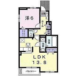 エトワール鯛浜A 1LDKの間取図画像