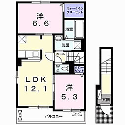 エスポワール・藍 2LDKの間取図画像
