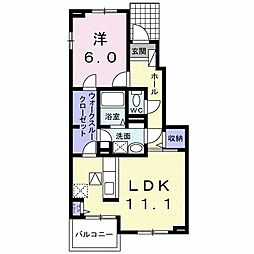 エレガンシア藍住A 1LDKの間取図画像
