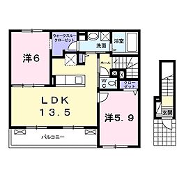 ルミエール・イリゼB 2LDKの間取図画像