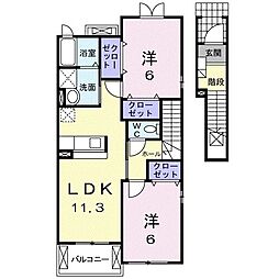 インフォローズB棟 2LDKの間取図画像