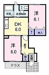 メゾンあゆみＡ 1階2DKの間取り