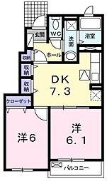 プレミール　ヴィラ　Ｂ 1階2DKの間取り