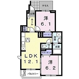 セイバリーK 2LDKの間取図画像