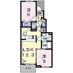 プライム・ガーデンA 2LDKの間取図画像