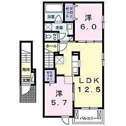 メゾン・アベニール 2階2LDKの間取り