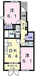 ヴィラリード 2DKの間取図画像