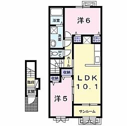 ウェストローレルA 2LDKの間取図画像
