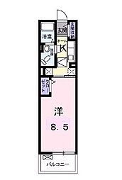 アップヒルズ 1Kの間取図画像