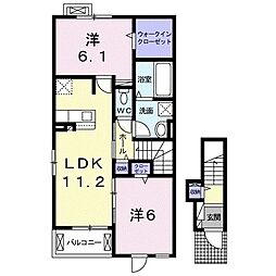 アクアリージョン津III　イースト 2階2LDKの間取り