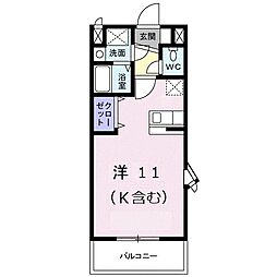 アーデントインプレスA ワンルームの間取図画像