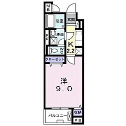 リズミン 1Kの間取図画像