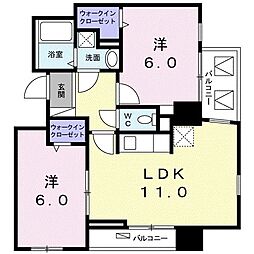 プルメリア 2LDKの間取図画像