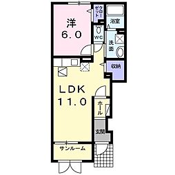ラフレシールB 1LDKの間取図画像