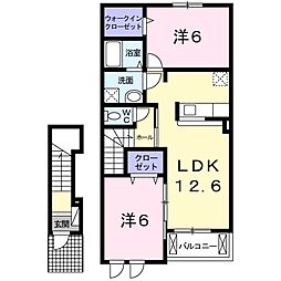 ソレイユ　Ｓ 2階2LDKの間取り