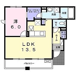 プレシャス京A 1LDKの間取図画像