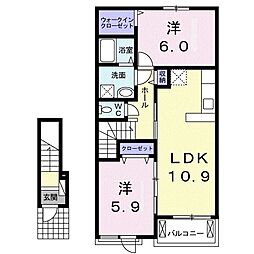 メゾンラルジュ1 2LDKの間取図画像