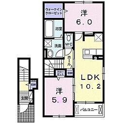 輝1 2LDKの間取図画像