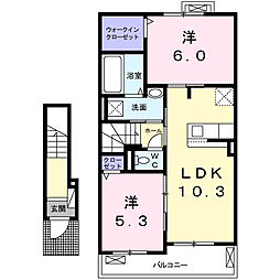リブフラットC 2LDKの間取図画像