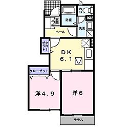 クレインフィールド1 2DKの間取図画像