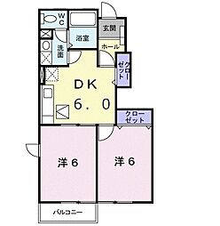 サンライズ 2DKの間取図画像