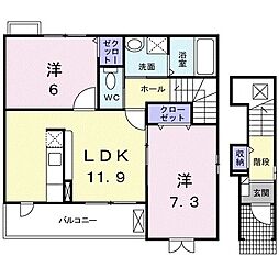 ラネージュ2 2LDKの間取図画像