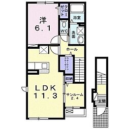 ユーフォリア 1LDKの間取図画像