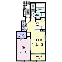 ベルフィオーレ 1階1LDKの間取り