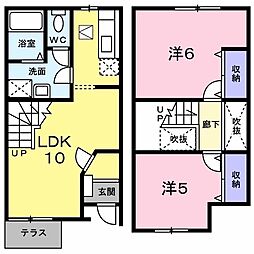 ヴェルナール谷八木 2LDKの間取図画像