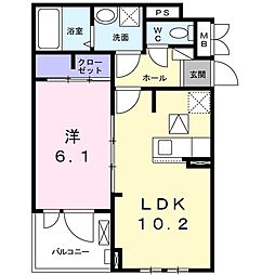 Yシャトレーヌ 1LDKの間取図画像