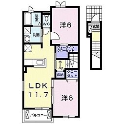 ラ・リュミエール 2LDKの間取図画像