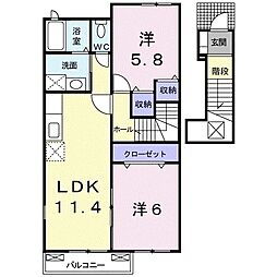 フルッテートM 2LDKの間取図画像