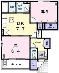 ヴェルジェ 2DKの間取図画像