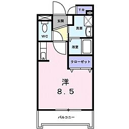 ヴィレッヂトミタD棟 ワンルームの間取図画像