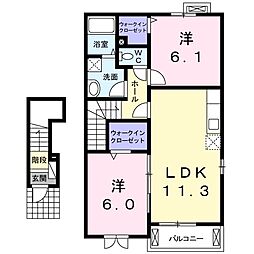 サウス高鍋 2LDKの間取図画像