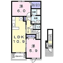 シエロアズールB 2LDKの間取図画像
