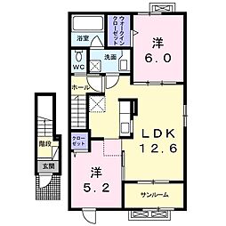 糸魚川ヒルズA 2LDKの間取図画像