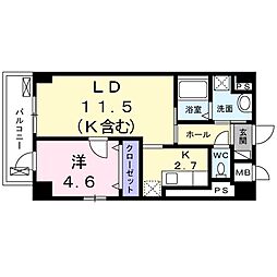 ウェスト宮ノ下 1LDKの間取図画像